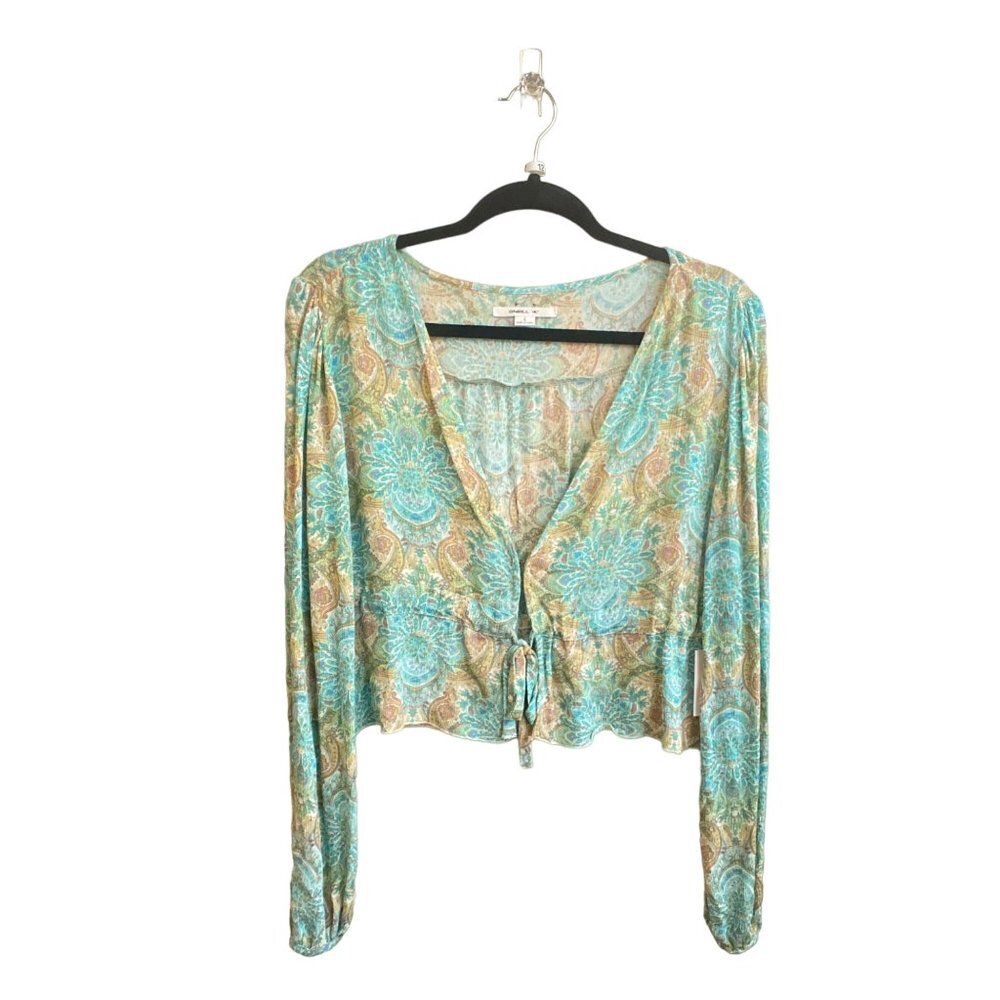 NWT O'NEILL Alena Tie Front Top, size Large - Picture 2 of 12